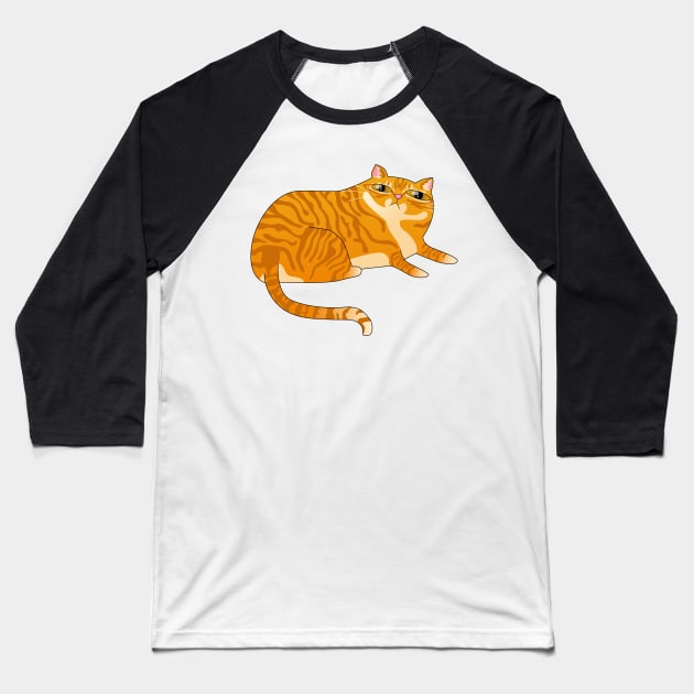 Orange Tabby Cat Baseball T-Shirt by ziafrazier